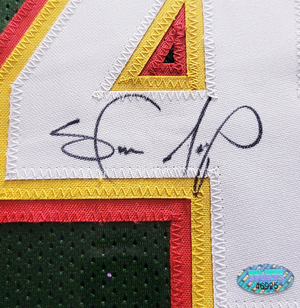 Seattle Supersonics Shawn Kemp Autographed Framed Green Jersey MCS