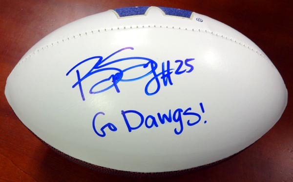 Bishop Sankey Autographed Signed White Logo Football Washington Huskies "Go Dawgs" Mcs Holo #73082 Image a