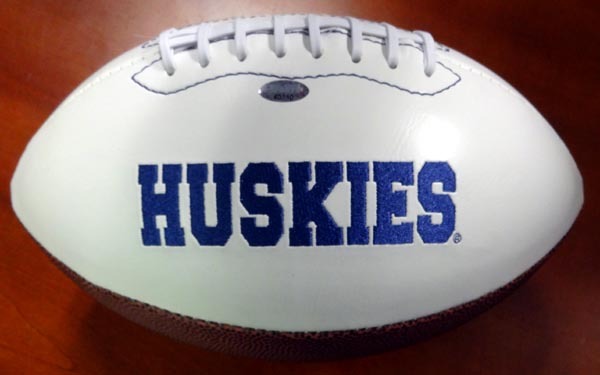 Bishop Sankey Autographed Signed White Logo Football Washington Huskies "Go Dawgs" Mcs Holo #73082 Image a
