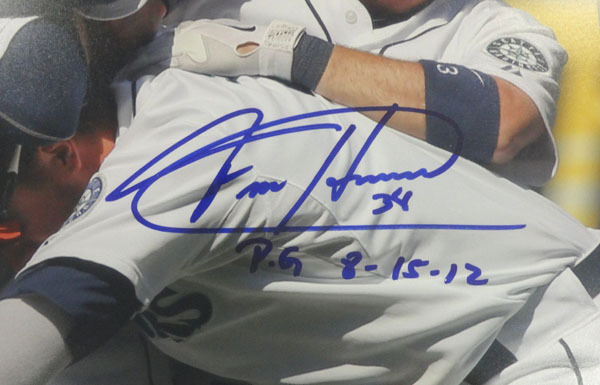 Felix Hernandez Autographed Signed Framed 16X20 Photo Seattle Mariners "P.G. 8-15-12" Perfect Game PSA/DNA Image a