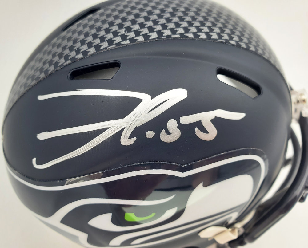 Frank Clark Autographed Signed Seattle Seahawks Speed Mini Helmet In Silver Mcs Holo Image a