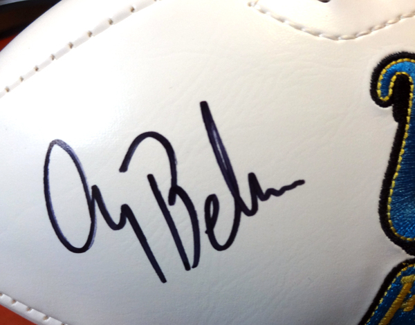 Gary Beban Autographed White Logo Football UCLA Bruins "67 Heisman" PSA/DNA Image a