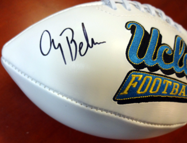 Gary Beban Autographed White Logo Football UCLA Bruins "67 Heisman" PSA/DNA Image a