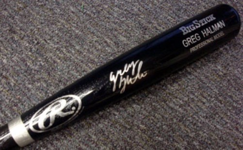 Greg Halman Autographed Black Rawlings Bat Seattle Mariners PSA/DNA Image a