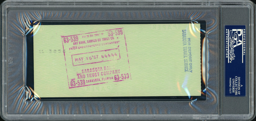 Heinie Manush Autographed Check Detroit Tigers PSA/DNA Image a