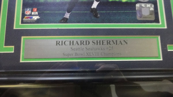 Richard Sherman Autographed Framed 8X10 Photo Seattle Seahawks Rs Holo #90585 Image a