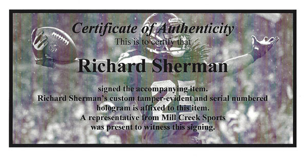 Richard Sherman Autographed Framed 8X10 Photo Seattle Seahawks Rs Holo #90585 Image a