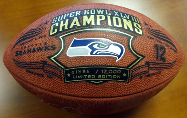Richard Sherman Autographed Super Bowl Leather Football Seattle Seahawks Rs Holo #86601 Image a