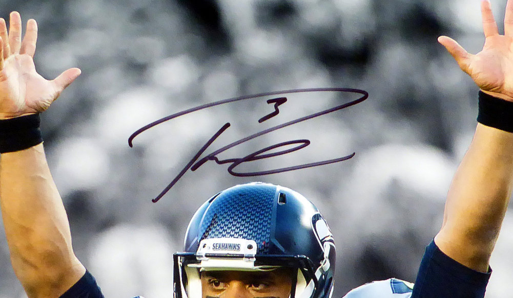 Russell Wilson Autographed Signed 16X20 Photo Seattle Seahawks Rw Holo #106942 Image a