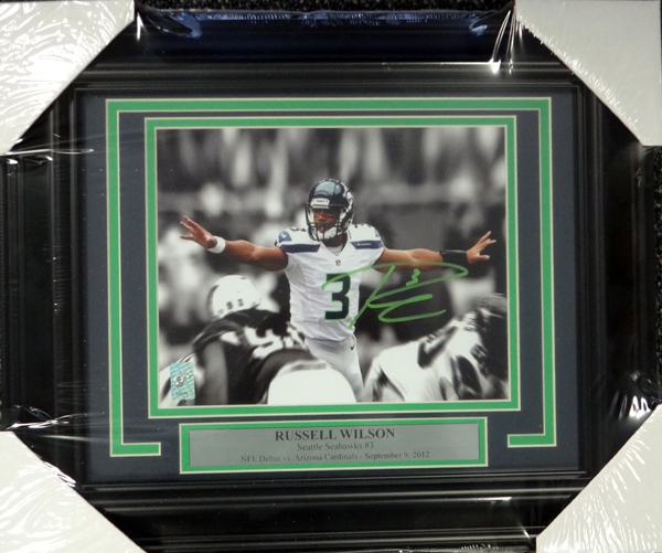 Russell Wilson Autographed Signed Framed 8X10 Photo Seattle Seahawks First Game Rw Holo #98098 Image a