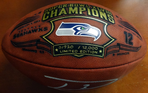 Russell Wilson Autographed Signed Limited Edition Super Bowl Leather Football Seattle Seahawks Rw Holo #85992 Image a
