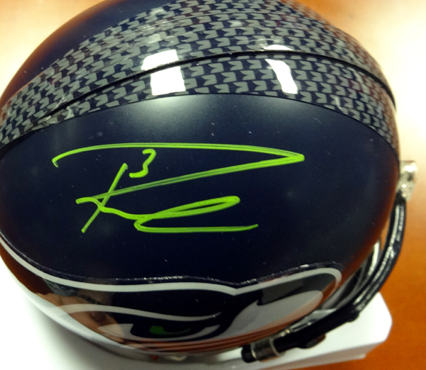 Russell Wilson Autographed Seattle Seahawks Mini Helmet In Green Rw Holo #71470 Image a