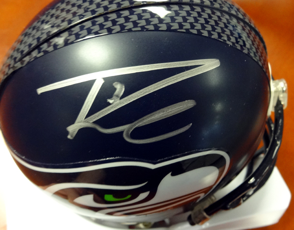 Russell Wilson Autographed Signed Seattle Seahawks Mini Helmet In Silver Rw Holo #71469 Image a