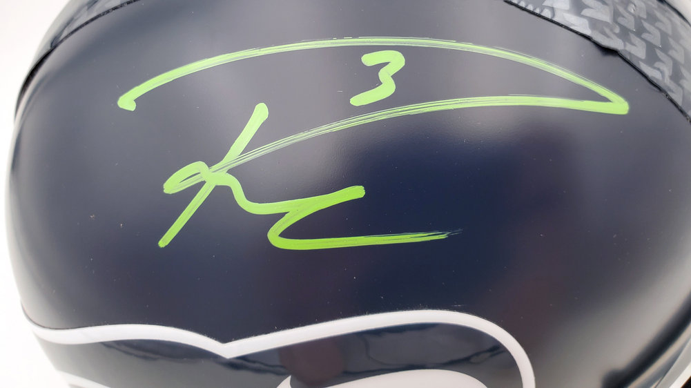 Russell Wilson Autographed Signed Seattle Seahawks Full Size Replica Helmet In Green Rw Holo #74631 Image a