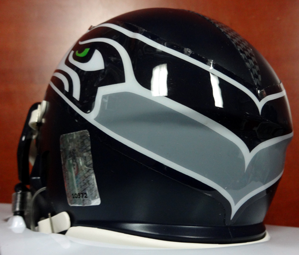 Russell Wilson Autographed Signed Seattle Seahawks Speed Mini Helmet In Silver Rw Holo #71468 Image a