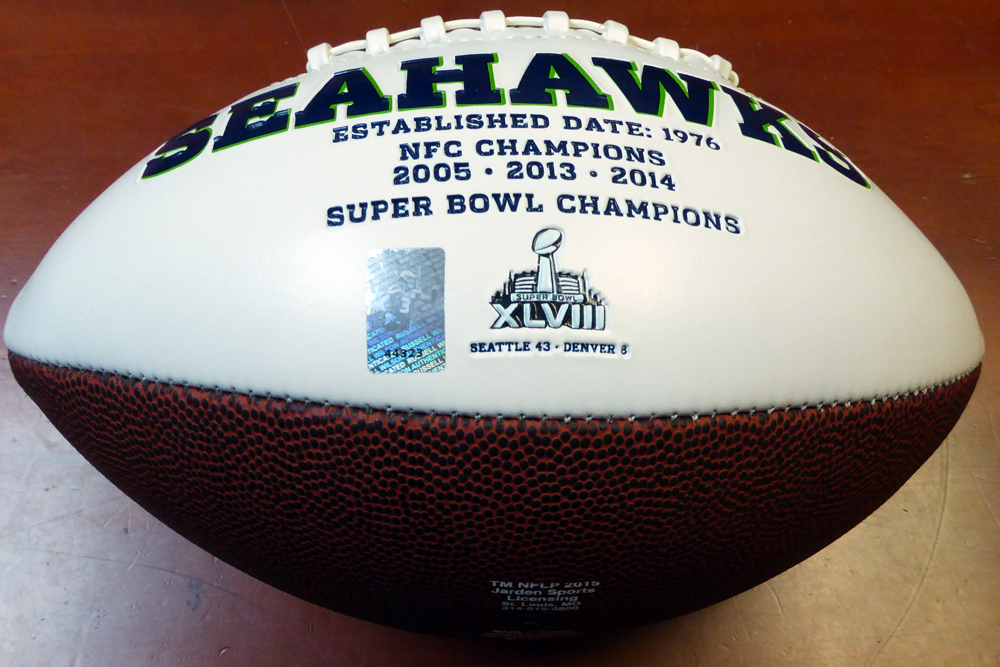 Russell Wilson Autographed White Logo Football Seattle Seahawks Rw Holo #105663 Image a