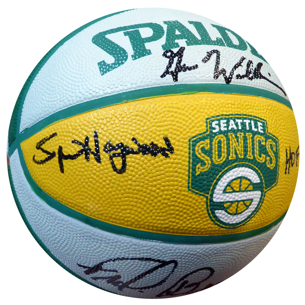 Fred Brown Autographed Signed , Gus Williams & Spencer Haywood "HOF 15" Seattle Sonics Basketball Mcs Holo Image a