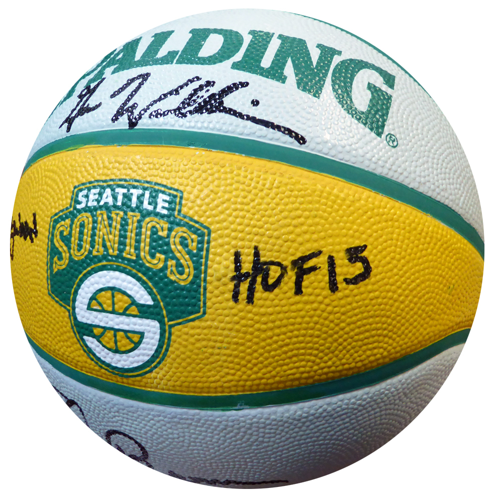 Fred Brown Autographed Signed , Gus Williams & Spencer Haywood "HOF 15" Seattle Sonics Basketball Mcs Holo Image a