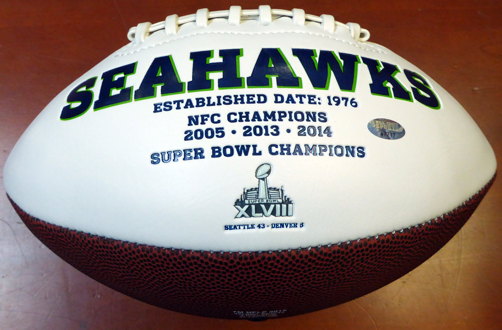 Thomas Rawls Autographed White Logo Football Seattle Seahawks Mcs Holo #105065 Image a