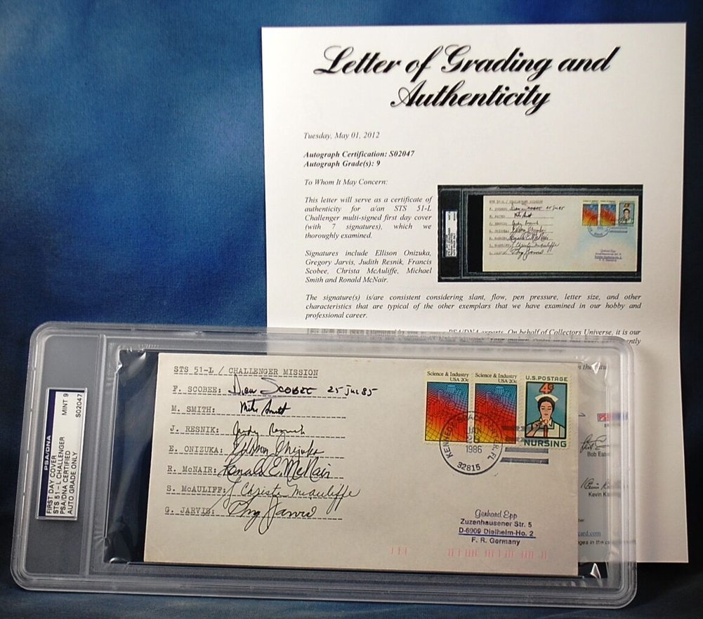 Smith Autographed Signed Mcauliff Reznik Scobee Mcnair Sts 51 L Challenger Crew Fdc PSA/DNA Image a