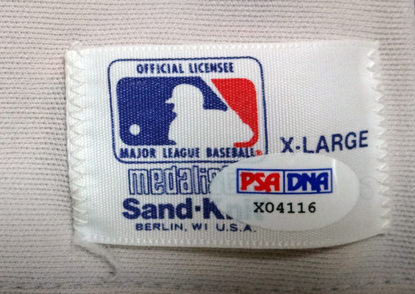 New York Yankees Spud Chandler Autographed Gray Jersey PSA/DNA Image a