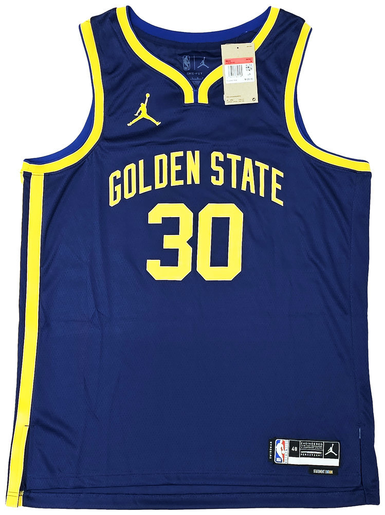 Golden State Warriors Stephen Curry Autographed Blue Jordan Statement Edition Jersey Size 48 Beckett Beckett Qr #216024 Image a