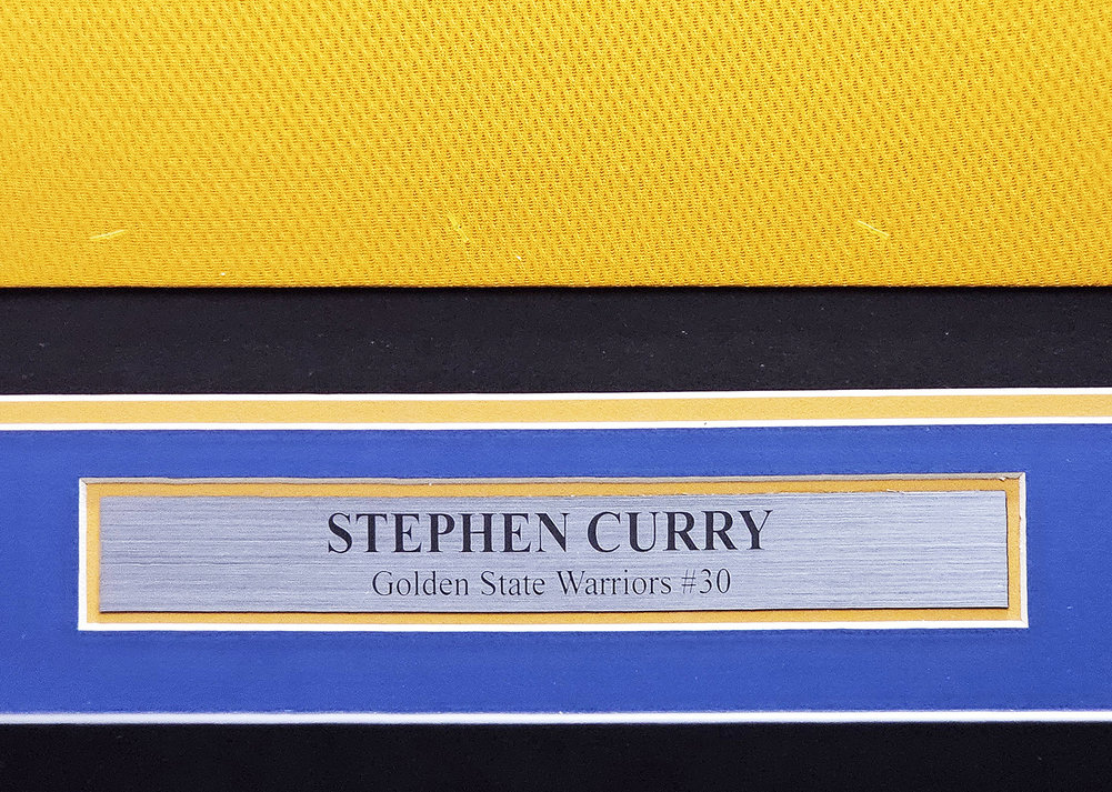 Golden State Warriors Stephen Curry Autographed Framed Yellow Jersey Beckett Beckett Image a