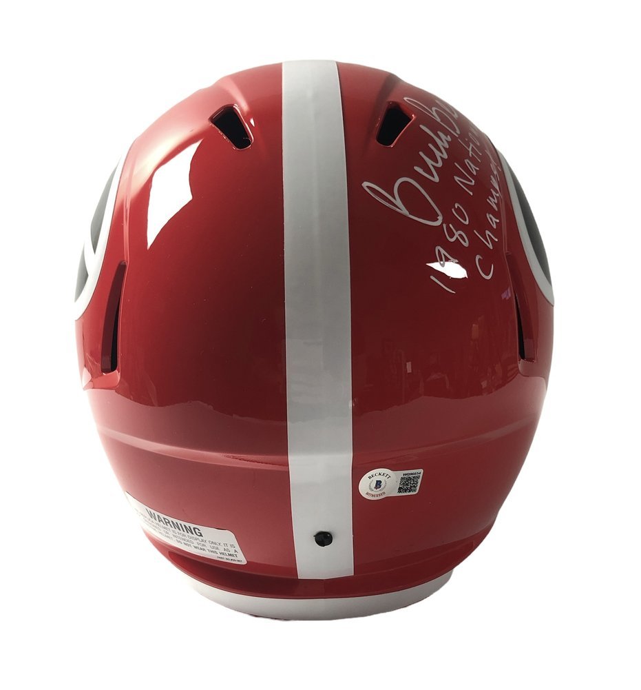 Stetson Bennett IV and Buck Belue Autographed Signed Georgia Bulldogs Riddell Full Size Speed Replica Helmet with 1980 National Champs! & 2021 National Champs Inscriptions - Beckett QR Authentic Image a