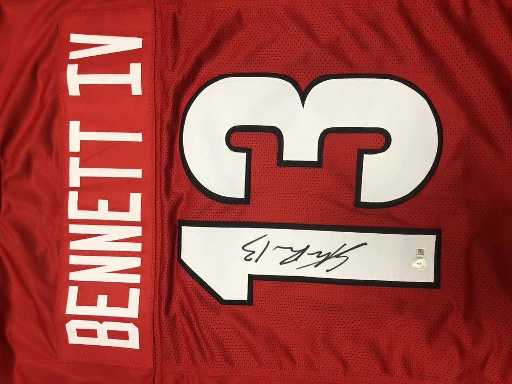 Stetson Bennett IV Autographed Signed Georgia Bulldogs Red #13 Jersey - Beckett QR Authentic Image a