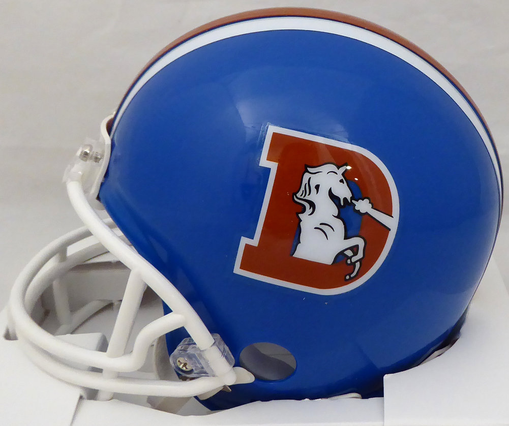 Steve Atwater Autographed Broncos Throwback Blue Mini Helmet Beckett BAS 