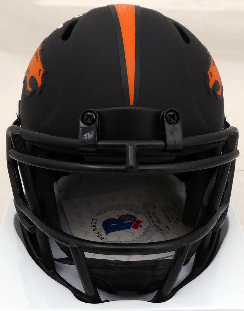 Steve Atwater Autographed Eclipse Black Denver Broncos Speed Mini Helmet Beckett Beckett Image a