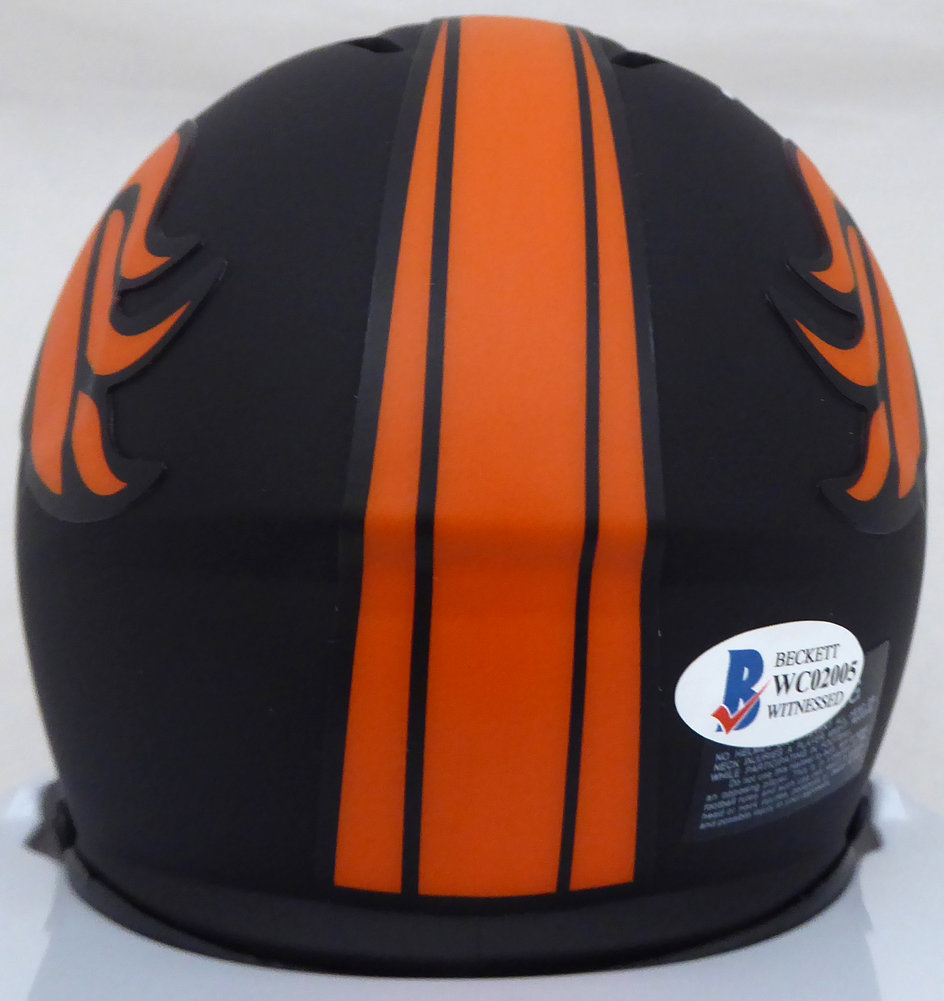Steve Atwater Autographed Eclipse Black Denver Broncos Speed Mini Helmet Beckett Beckett Image a