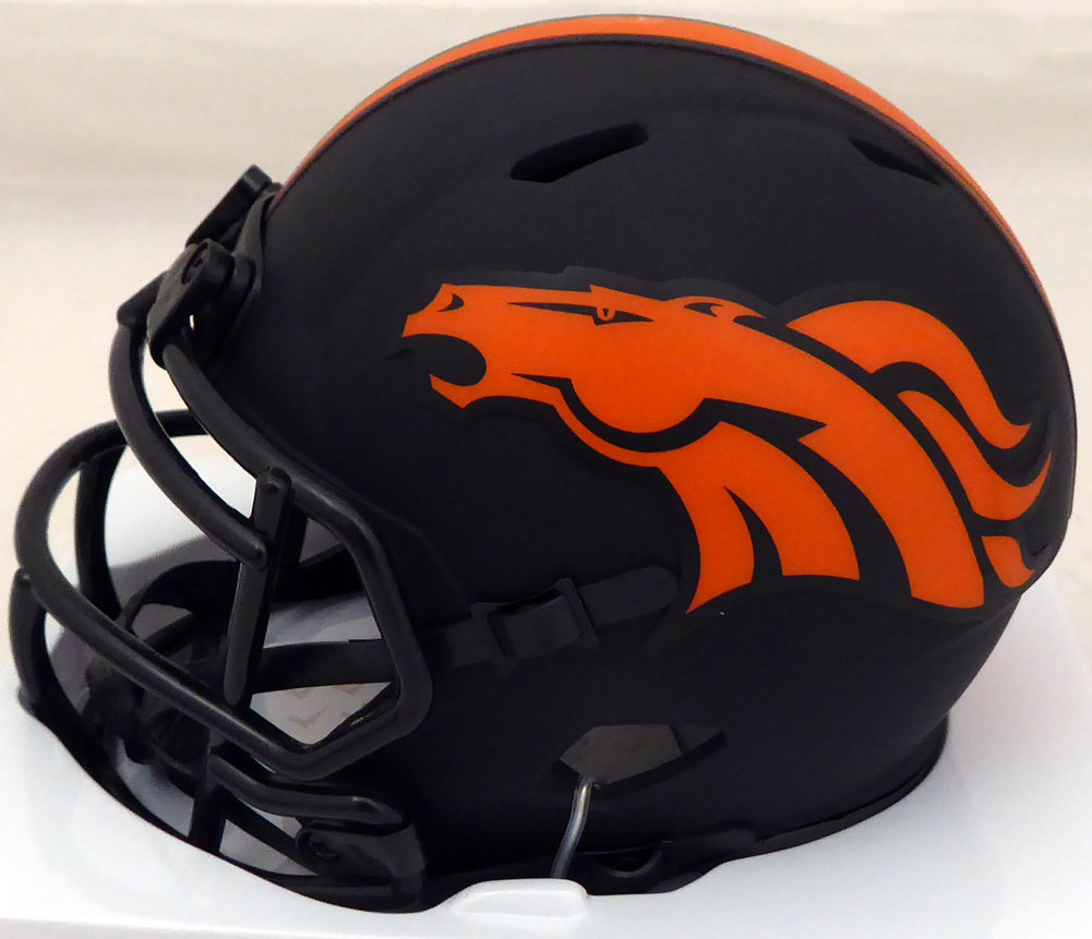 Steve Atwater Autographed Eclipse Black Denver Broncos Speed Mini Helmet Beckett Beckett Image a
