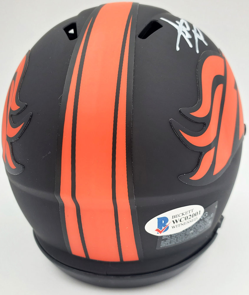 Steve Atwater Autographed Eclipse Black Denver Broncos Speed Mini Helmet Beckett Beckett Image a