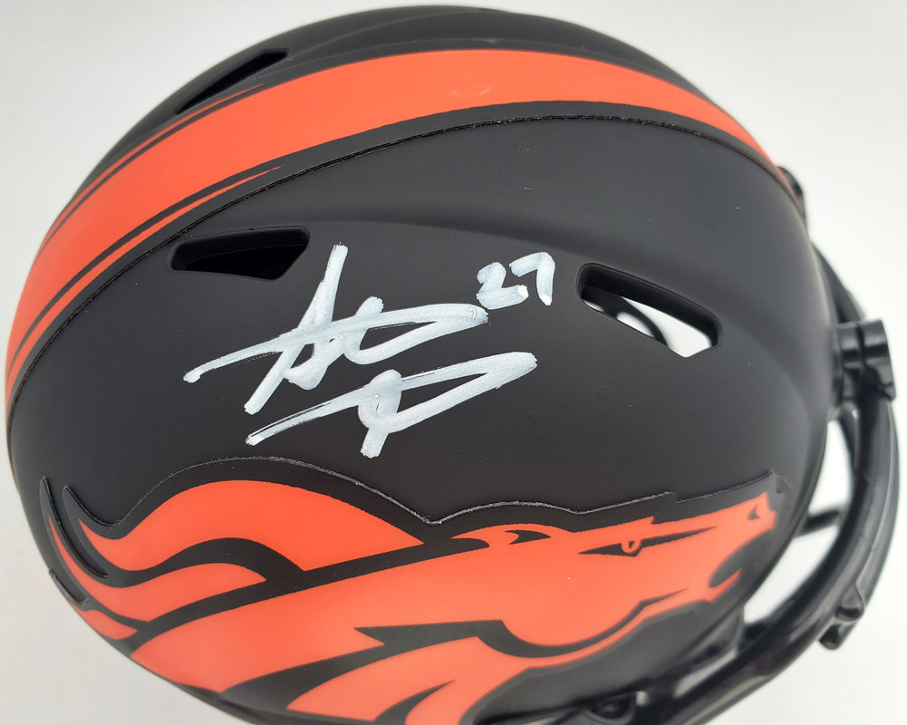 Steve Atwater Autographed Eclipse Black Denver Broncos Speed Mini Helmet Beckett Beckett Image a