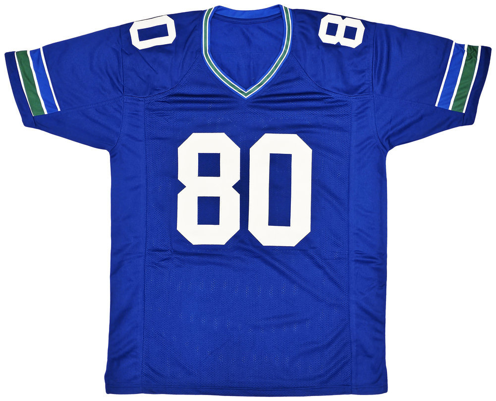 Seattle Seahawks Steve Largent Autographed Blue Jersey "HOF 95" Mcs Holo #112485 Image a