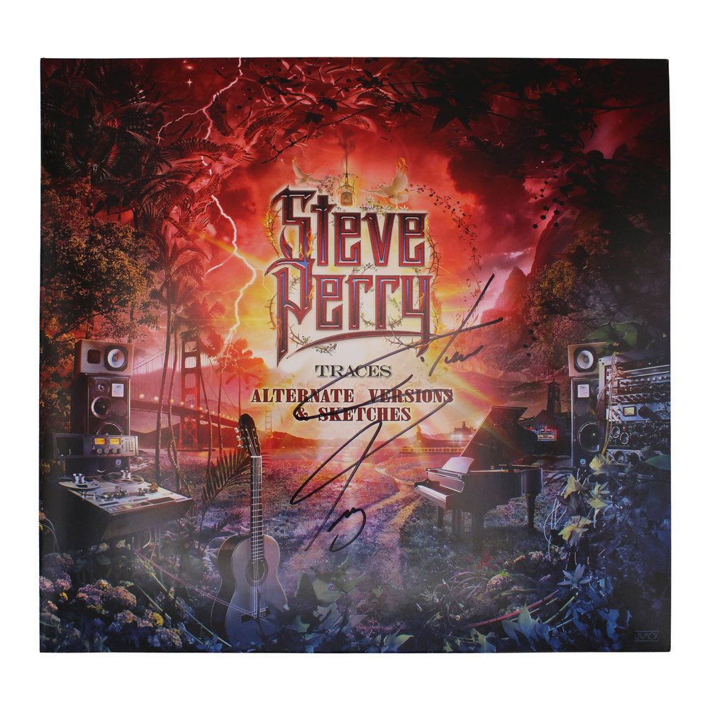 Steve Perry Signed Alternate Traces Vinyl Sleeve with Blue Vinyl Album - JSA Image a