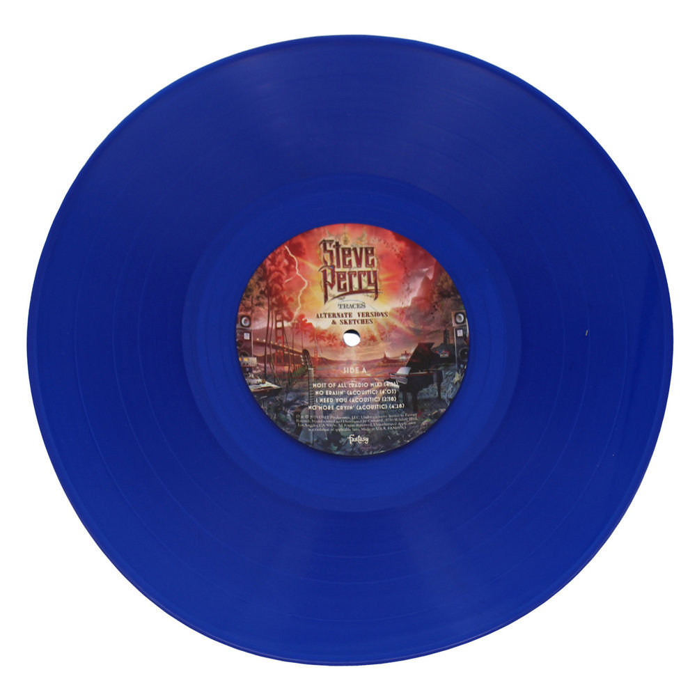 Steve Perry Signed Alternate Traces Vinyl Sleeve with Blue Vinyl Album - JSA Image a