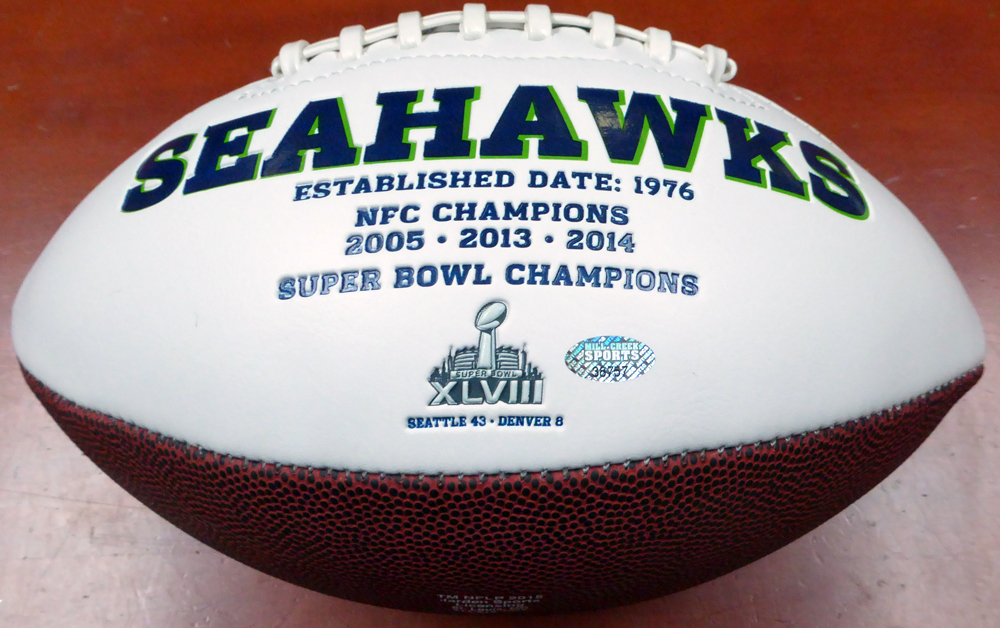 Steven Hauschka Autographed Seattle Seahawks White Logo Football Mcs Holo #112614 Image a