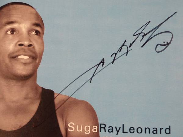 Sugar Ray Leonard Autographed Signed 12X18 Everlast Poster Photo PSA/DNA Image a