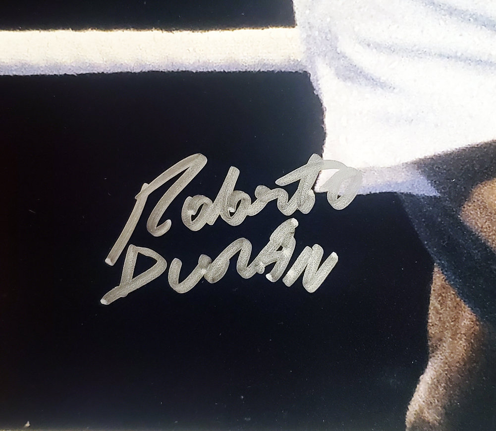 Sugar Ray Leonard Autographed Signed & Roberto Duran Framed 16X20 Photo PSA/DNA Image a