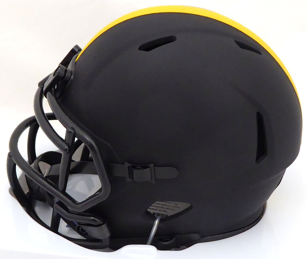 Terry Bradshaw Autographed Eclipse Black Pittsburgh Steelers Speed Mini Helmet Beckett Beckett Image a