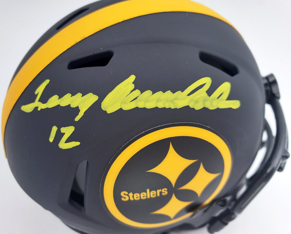 Terry Bradshaw Autographed Eclipse Black Pittsburgh Steelers Speed Mini Helmet Beckett Beckett Image a