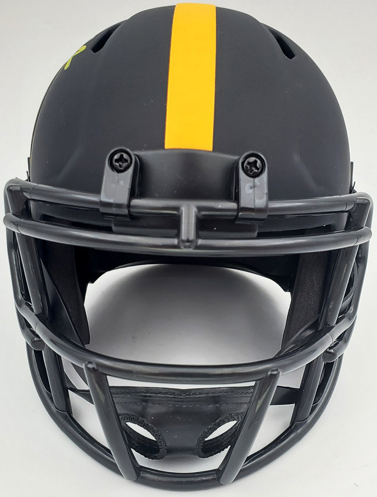 Terry Bradshaw Autographed Eclipse Black Pittsburgh Steelers Speed Mini Helmet Beckett Beckett Image a
