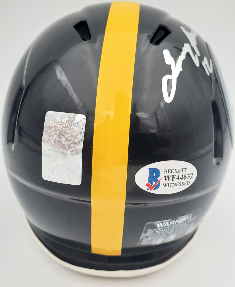 Terry Bradshaw Autographed Pittsburgh Steelers Black Speed Mini Helmet Beckett Beckett Image a