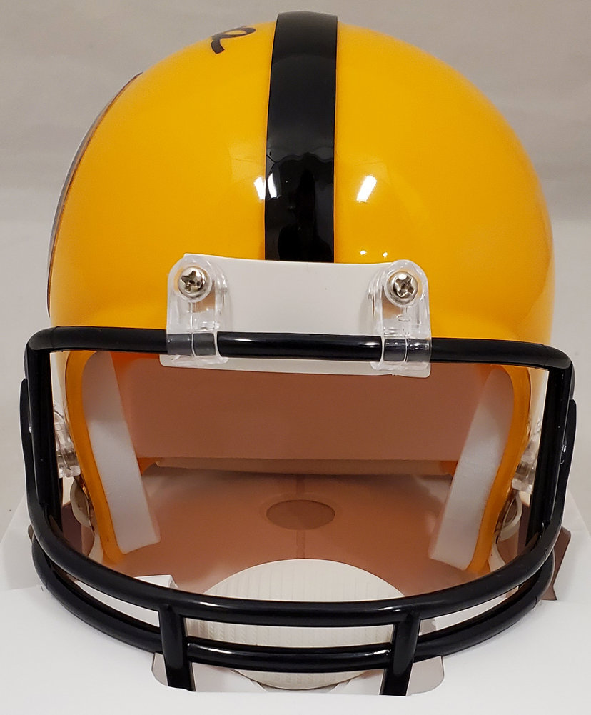 Terry Bradshaw Autographed Pittsburgh Steelers Yellow Mini Helmet Beckett Beckett Image a