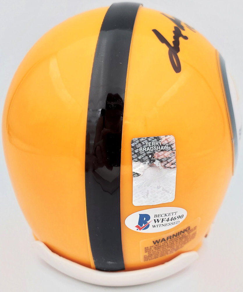 Terry Bradshaw Autographed Pittsburgh Steelers Yellow Mini Helmet Beckett Beckett Image a