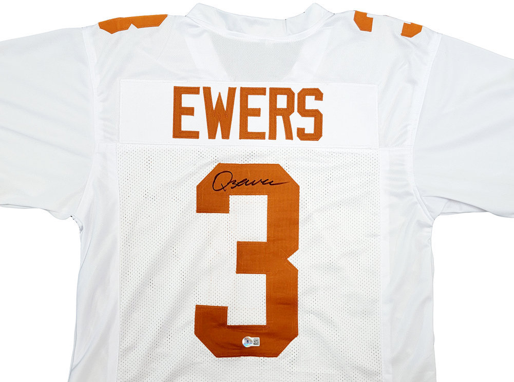 Texas Longhorns Quinn Ewers Autographed White Jersey Beckett Beckett Qr #201710 Image a
