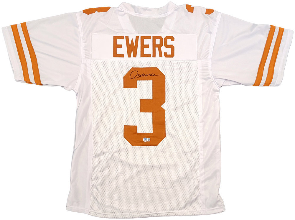 Texas Longhorns Quinn Ewers Autographed White Jersey Beckett Beckett Qr #201710 Image a