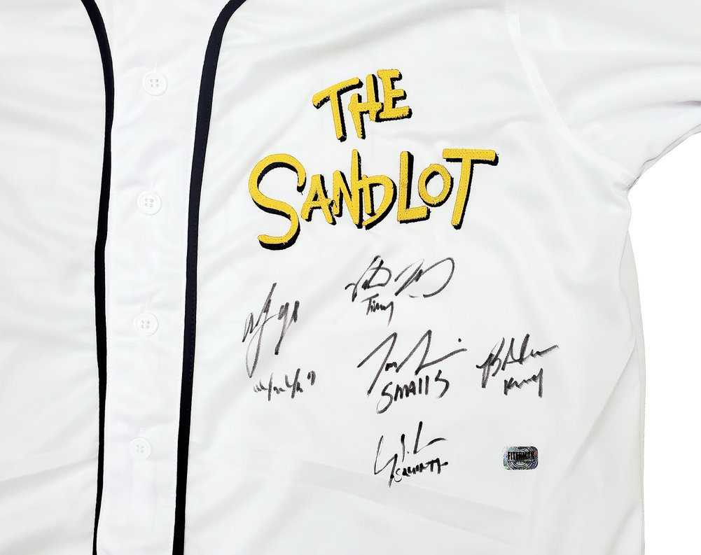The Sandlot Cast Autographed Framed White Jersey With 4 Signatures